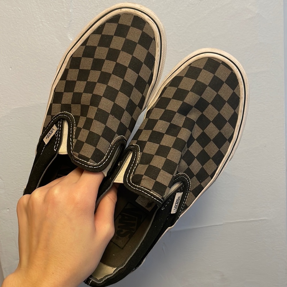 Black and Grey Checkered Vans